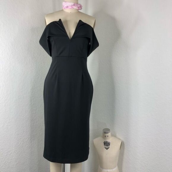 Off the shoulder V Plunge Bodycon Sheath Dress - Picture 1 of 7